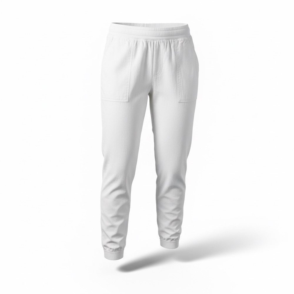 Faherty Women's White Linen Joggers.